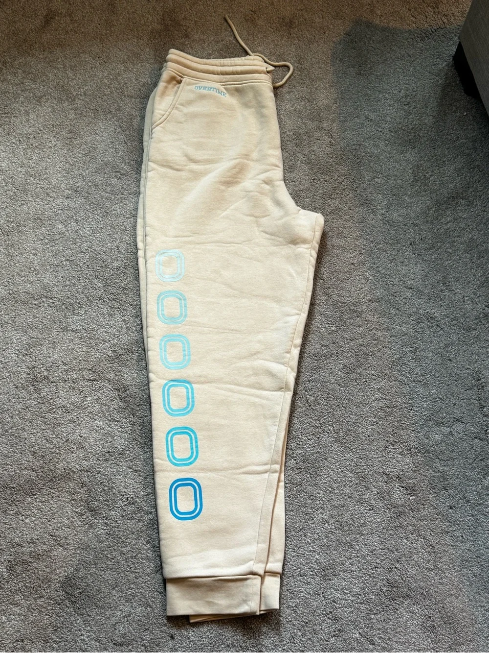 Brand New Overtime Cream Jogger Sweatpants with Blue Graphics 2XL nwt